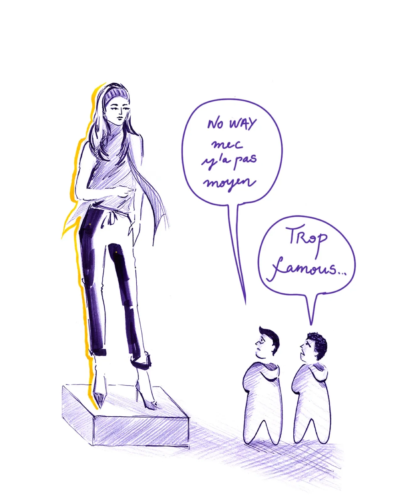 Case de bande dessinée d'Anne, univers violet et jaune